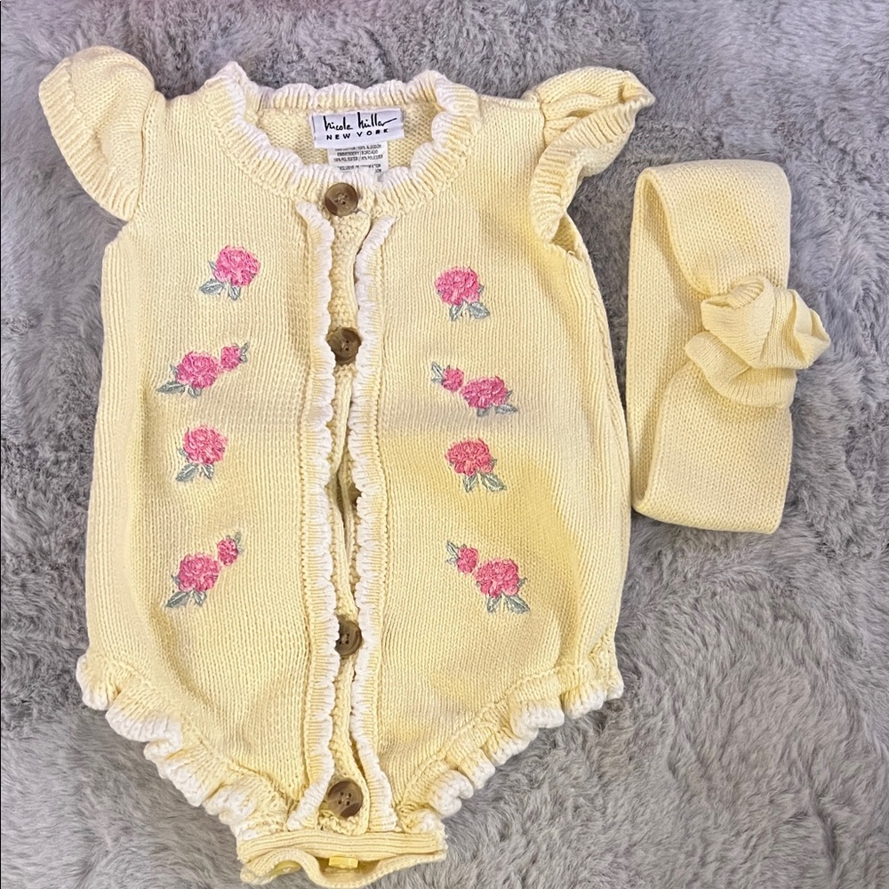 Nicole Miller Yellow and Pink Floral Bodysuit